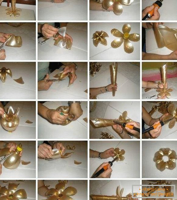 Instruções sobre como fazer um vaso de uma garrafa de plástico com suas próprias mãos