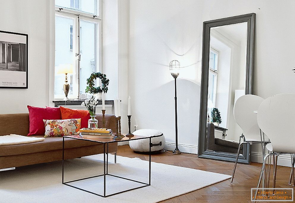 Interior da sala de estar no estilo do design escandinavo