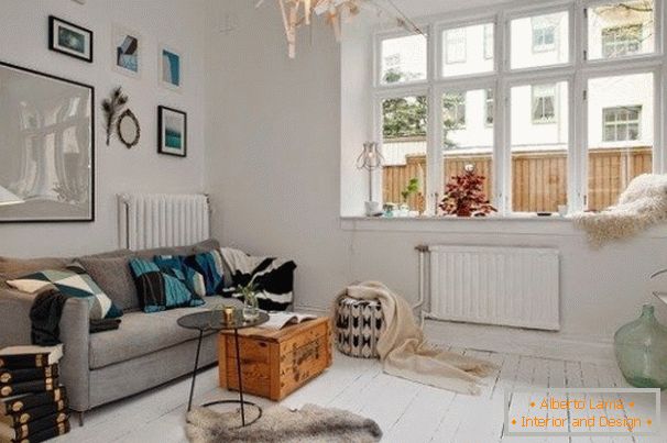 Interior da sala de estar em estilo escandinavo