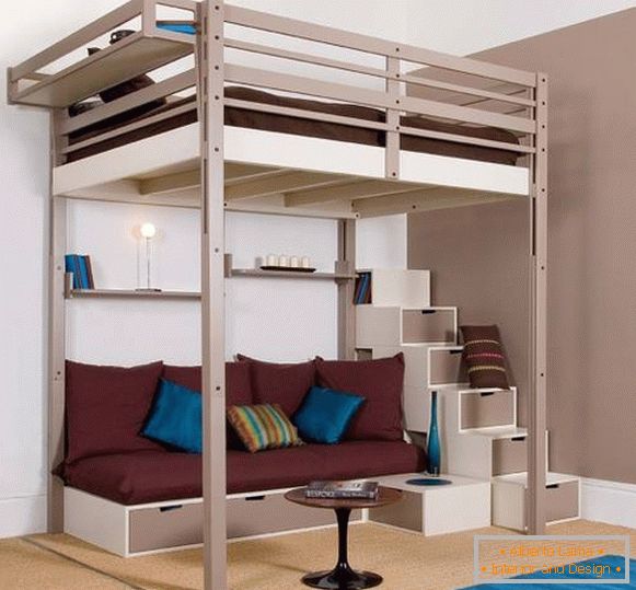 Deslumbrante cama loft adulto com gavetas