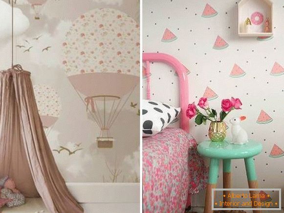 Papel de parede elegante em uma sala para uma adolescente в современном стиле