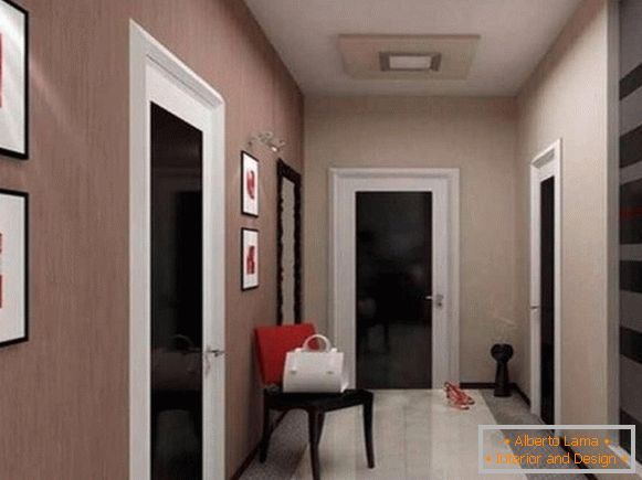 Papel de parede combinado para um corredor em uma foto de apartamento 3