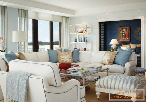 Sala de estar azul bege - design moderno 2016