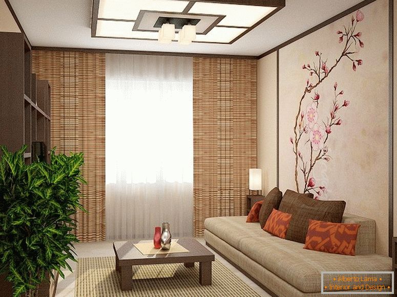 Interior da sala de estar в японском стиле
