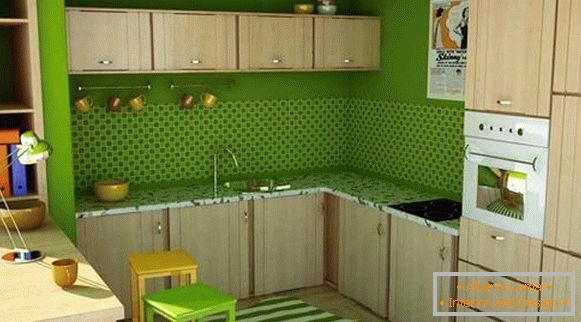 cozinha de parede verde em design