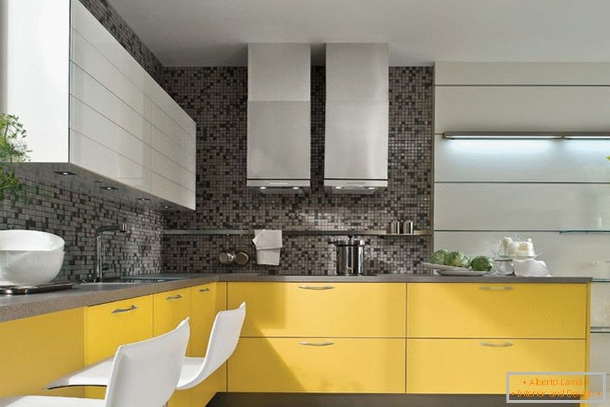 Cozinha amarelo-cinza