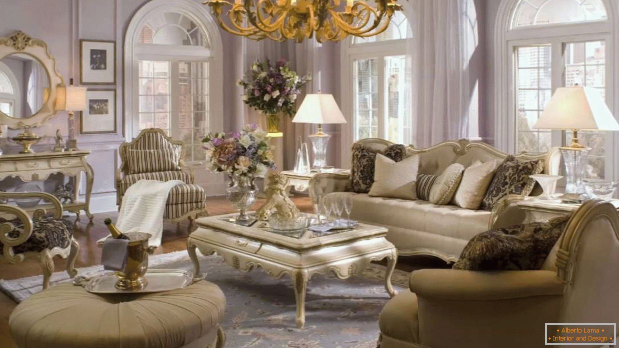 Sala de estar em estilo clássico