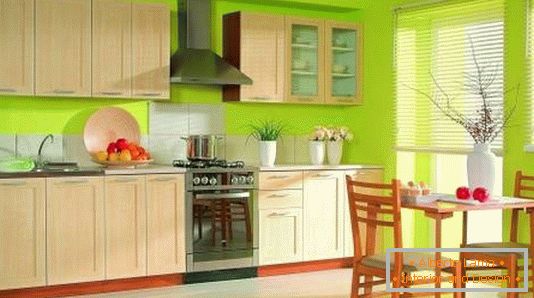 Design de cozinha em cor verde brilhante