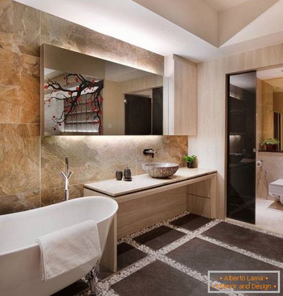 Design minimalista de uma casa de banho em estilo asiático