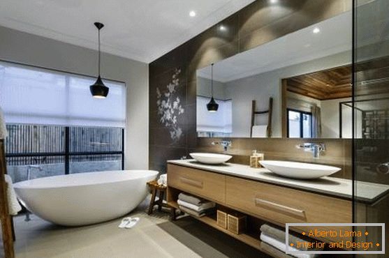 Design asiático harmonioso do banheiro