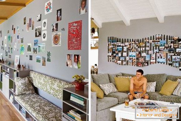 Como você pode decorar a parede da sala com suas fotos