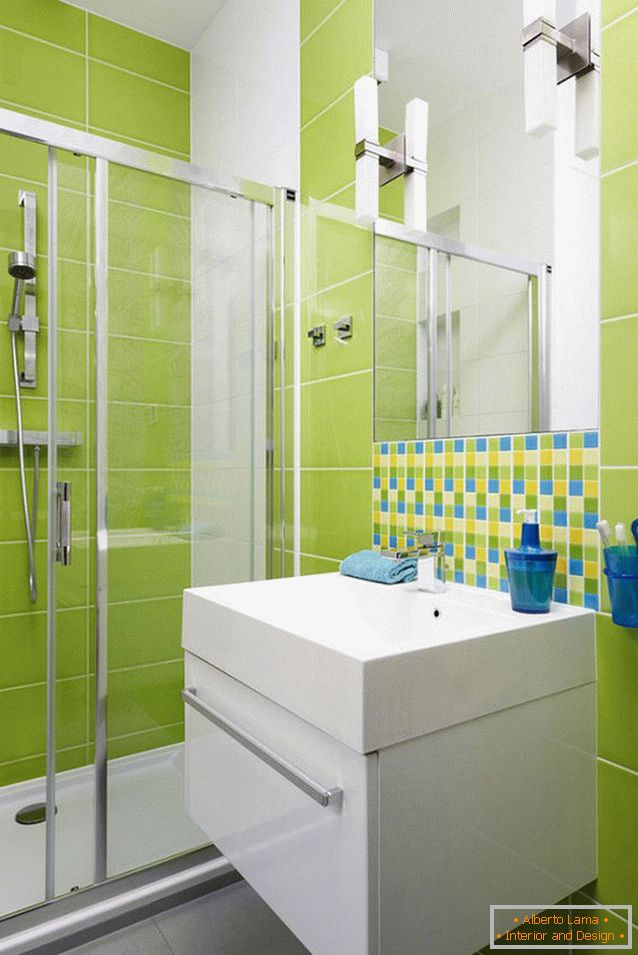 Projeto do banheiro na cor verde claro