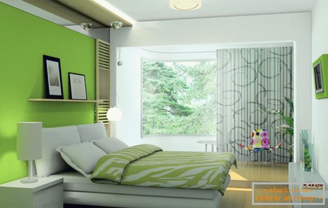 Decoração de quarto em cor verde clara
