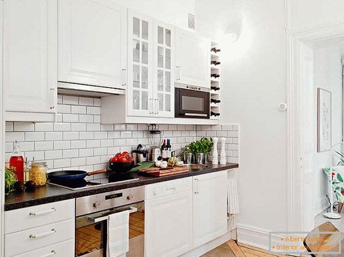 Parede de tijolos brancos na cozinha, фото 29