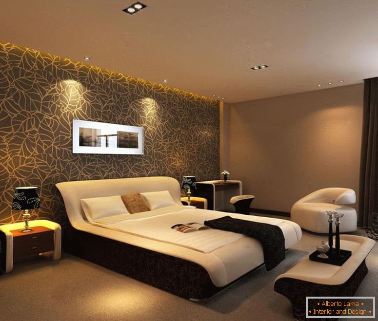 brown-acentos-parede-idéia-para-quarto-grande-combinar-com-floral-fundo-impressão-e-concluído-com-confortável-cama-plus-agradável-branco-sofá