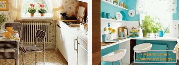 Exemplos do layout de pequenas cozinhas