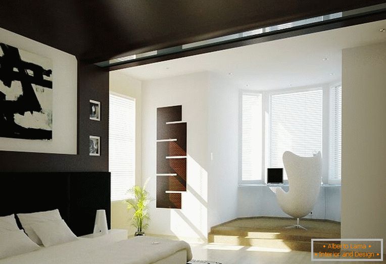 Um quarto aconchegante com teto e paredes pretas