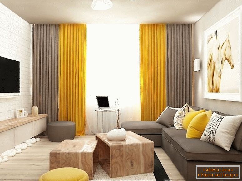 Interior amarelo-marrom