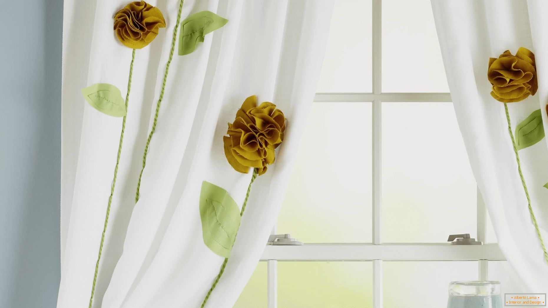 Rosas em cortinas