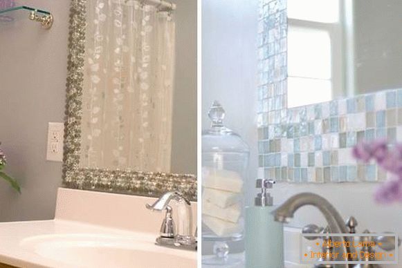 Como decorar as paredes do banheiro - a decoração do espelho é mosaico