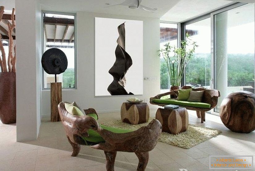 Sala de estar com madeira bemel
