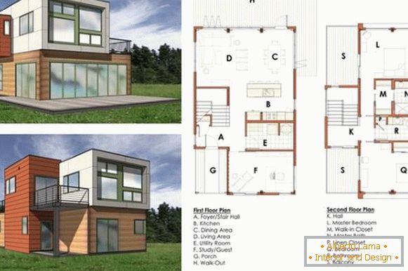 Projeto de uma casa particular de dois andares com desenhos de quartos