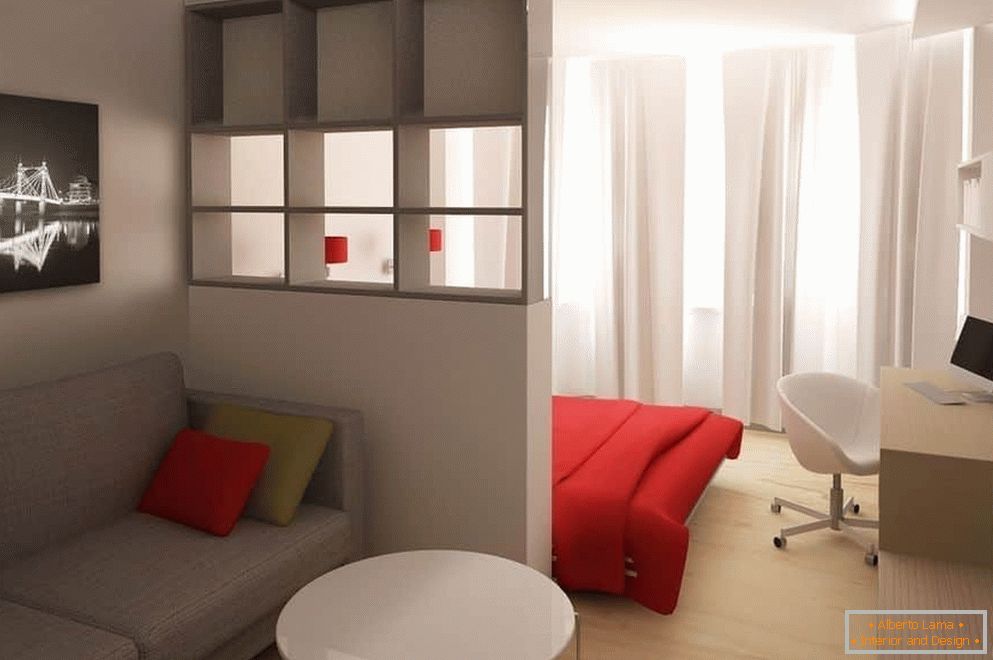 Design de quarto e sala de estar em um quarto