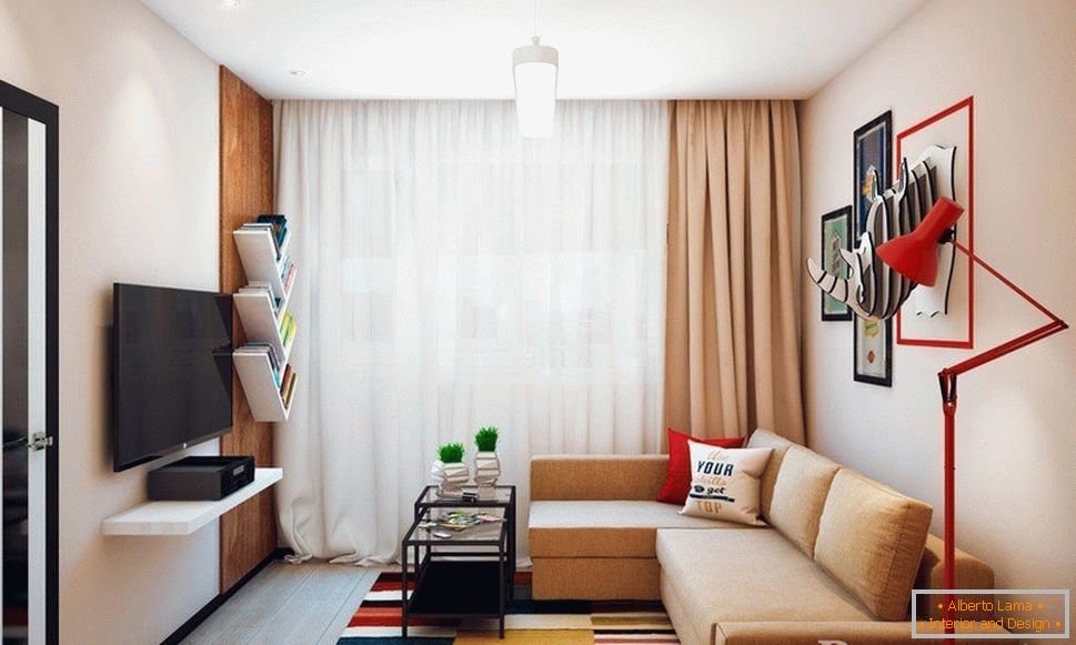 Sala de estar com tapete colorido