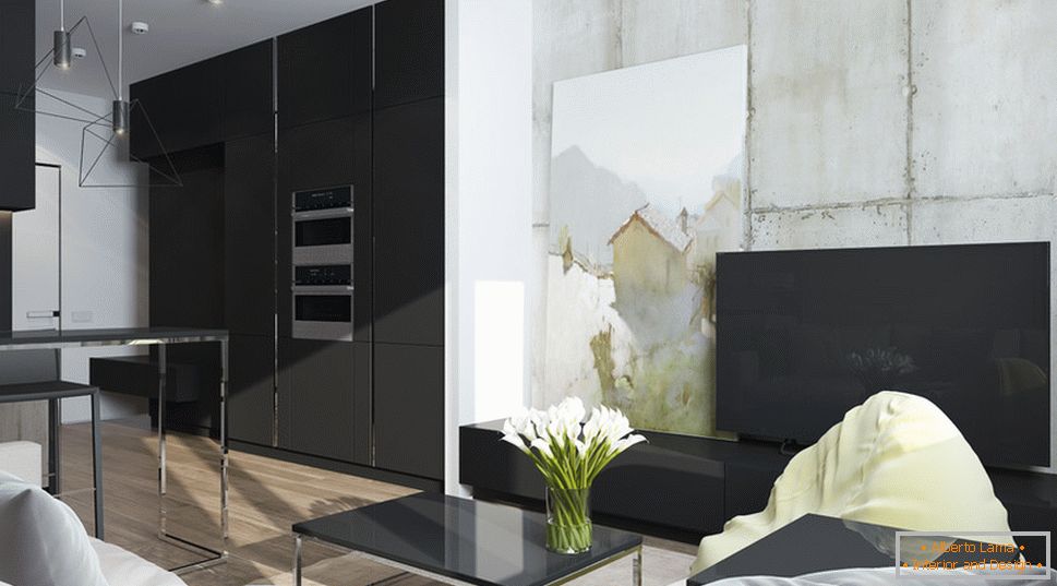 Design de interiores de um pequeno apartamento em tons de cinza - фото 4