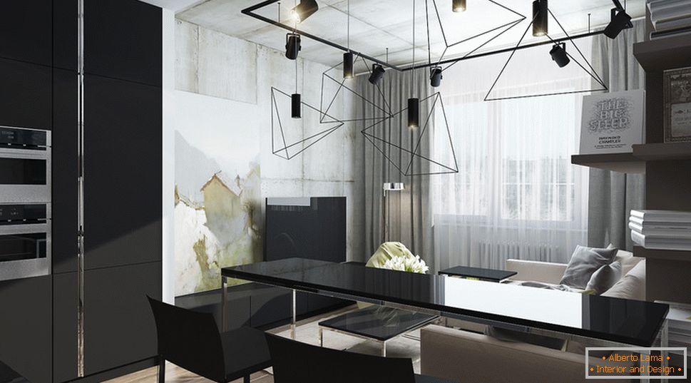 Design de interiores de um pequeno apartamento em tons de cinza - фото 7