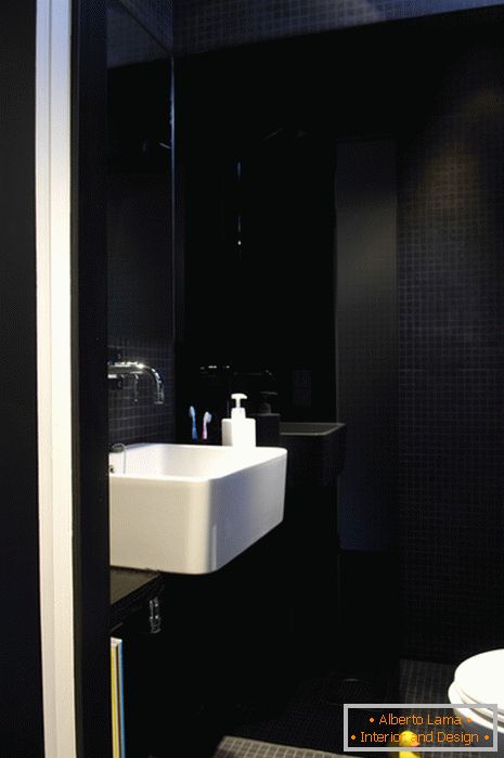Design de interiores de casa de banho em preto