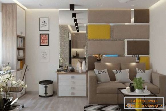 Idéias de design de interiores de um quarto e design de cor