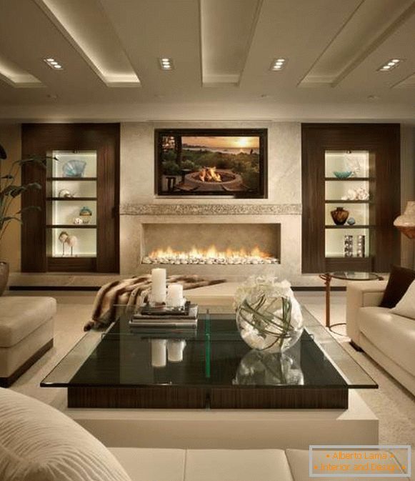 Design de interiores moderno da casa em combinação de branco e marrom