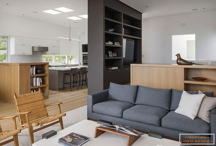 Cozinha funcional e design de sala de estar