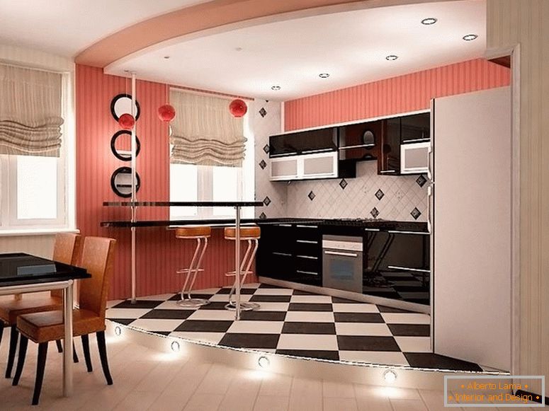Diferentes tipos de pisos no estúdio de cozinha