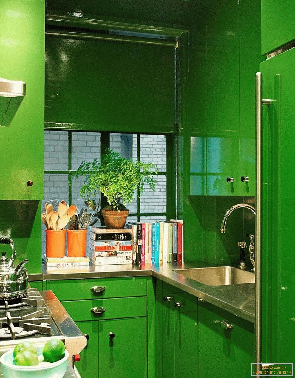 Uma pequena cozinha verde