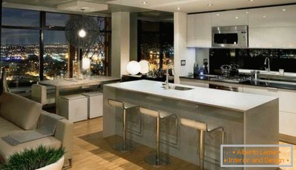 cozinha design combinado com sala de estar no apartamento, foto 25