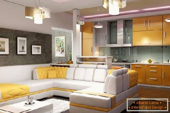design de cozinha com sofá de canto, foto 18