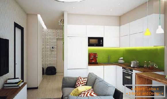 cozinha de design com sofá 18 sq. m, foto 23