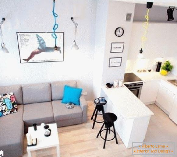 cozinha design 12 m2 com sofá, foto 3