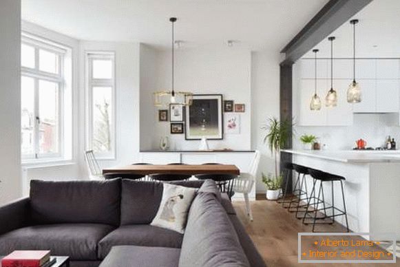 Cozinha moderna sala de estar em uma casa particular - foto design