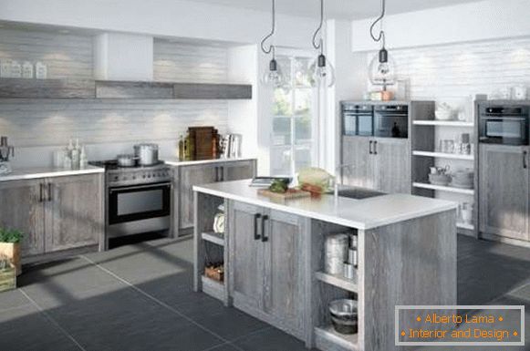 Cozinha design de cozinha em uma casa privada - foto cinza