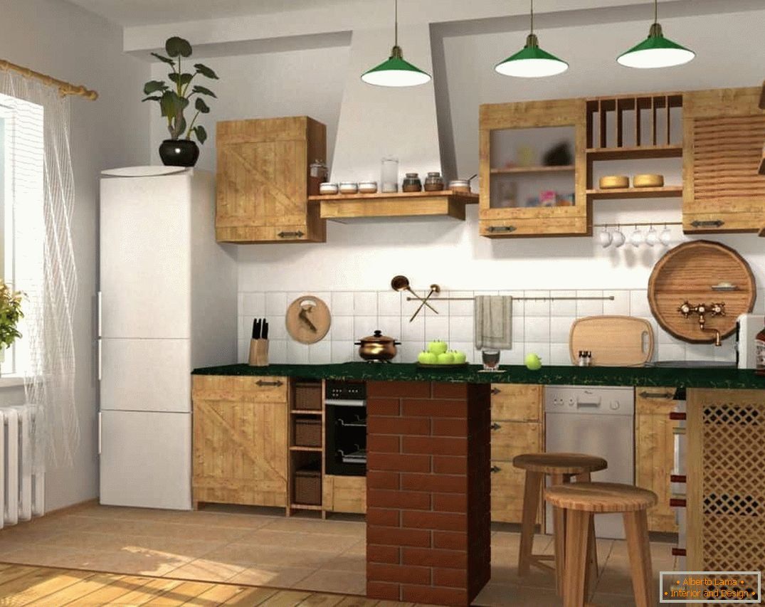 Cozinha espaçosa com fachadas de madeira