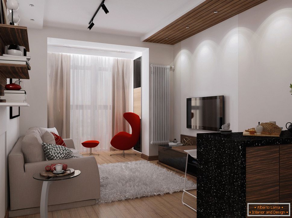 Apartamento com 30 m². m com detalhes em vermelho - фото 3