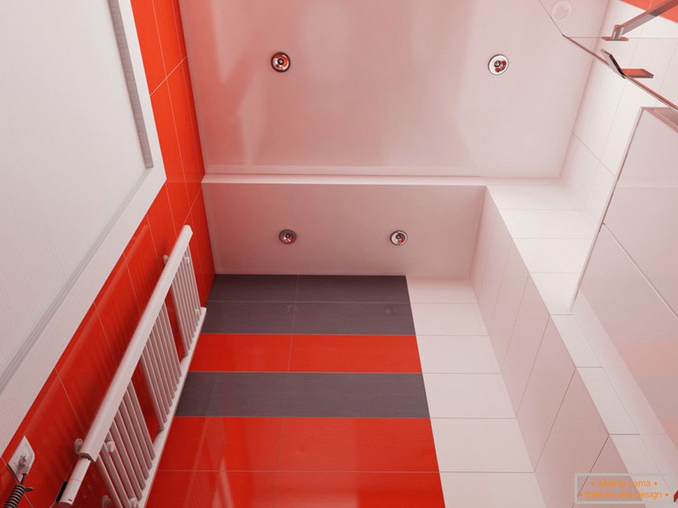 Design de banheiro com detalhes em vermelho - фото 3