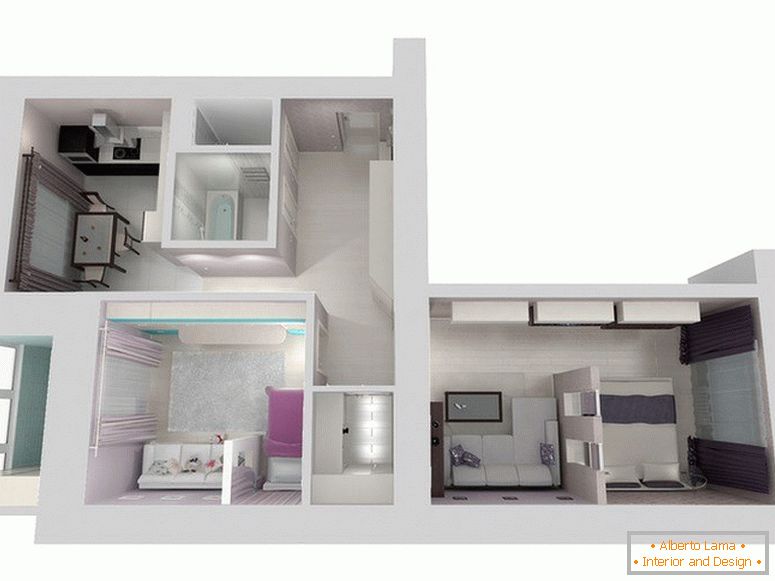 Projeto de design de um pequeno apartamento