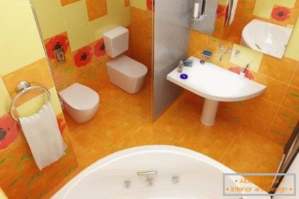 Design do banheiro combinado - foto em cores brilhantes