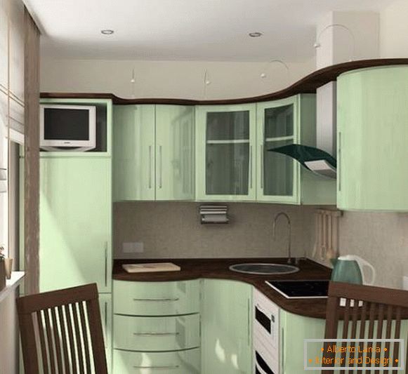Quartos pequenos - design de cozinha em uma foto em um apartamento de 30 metros quadrados