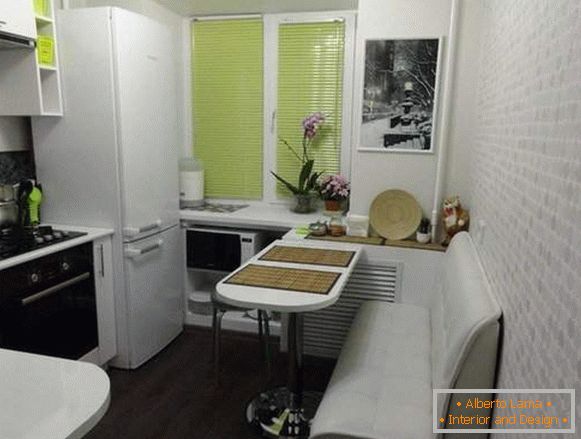 Design de pequenas salas no apartamento: uma cozinha com um balcão de bar em vez de uma mesa