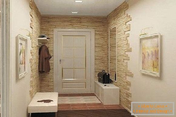 design de corredor com pedra decorativa, foto 28